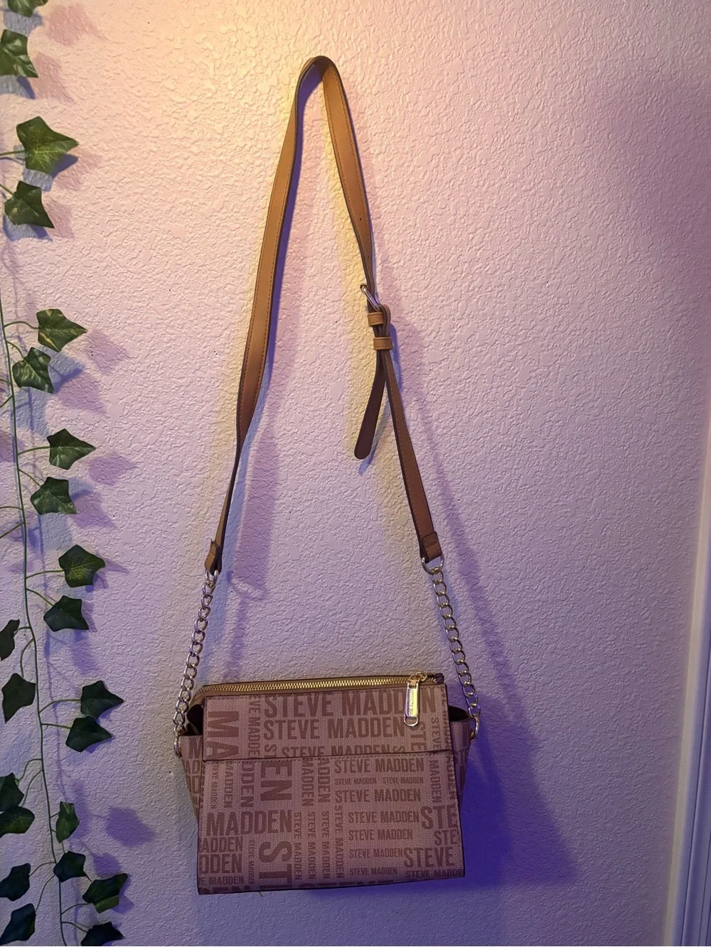 Steve Madden Brown Logo Crossbody Bag